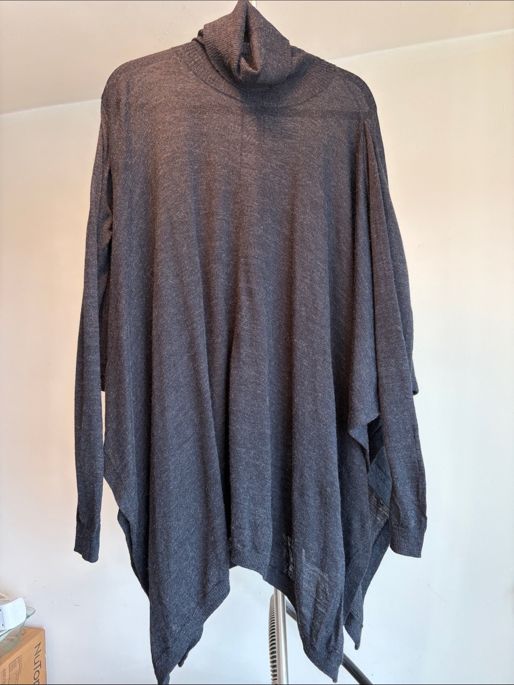 AllSaints Merino Wool Cowl-Neck Poncho Sweater M/L